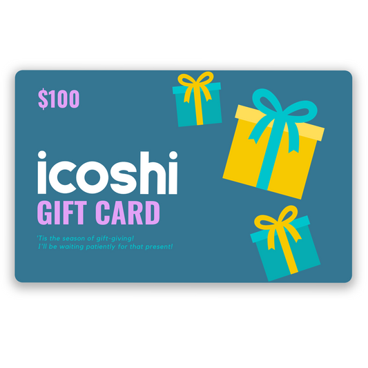 icoshi gift card available in $10, $25, $50, $70 and $100 denominations